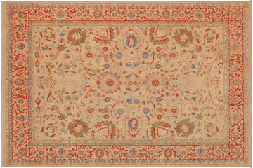 handmade Traditional Kafkaz Chobi Ziegler Tan Rust Hand Knotted RECTANGLE 100% WOOL area rug 9 x 12